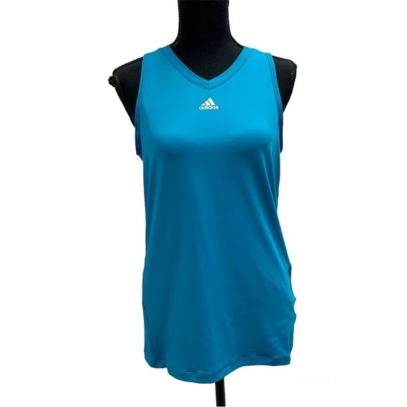 𝅺ADIDAS Climalite blue V-neck tank top Sz M NWOT - Picture 1 of 9